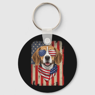 Chaveiro Cachorro Beagle do Dia 4 de Julho Bandeira America