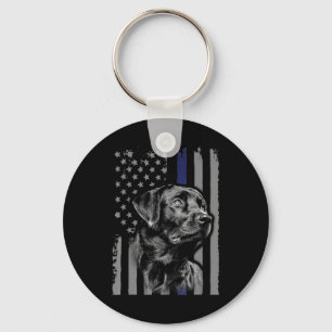 Chaveiro Cachorro   Black Labrador American Flag Thin Line