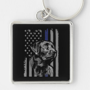 Chaveiro Cachorro Black Labrador American Flag Thin Line