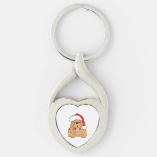 Chaveiro Cachorro bonito no chapéu de Santa 3