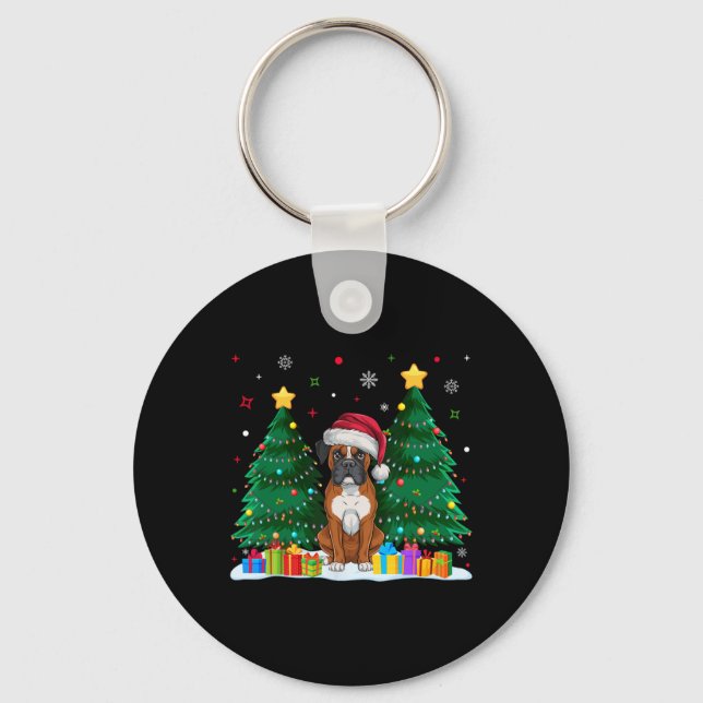 Chaveiro Cachorro Boxer Abriga Santa Hat Doce De Natal Feio (Frente)