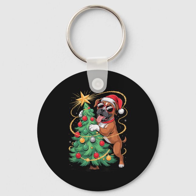 Chaveiro Cachorro-Boxer da Árvore de Natal (Frente)
