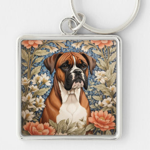 Chaveiro Cachorro Boxer Elegante Inspirado em William Morri
