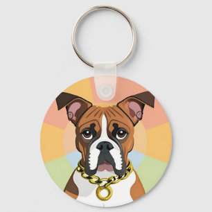 Chaveiro Cachorro Boxer em Moldura Circular Vibrante