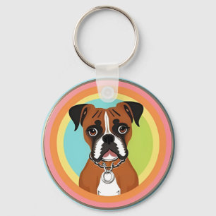 Chaveiro Cachorro Boxer em Moldura Circular Vibrante