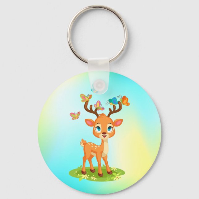 Chaveiro Cachorro Brincando com Butterfles-23475 (Frente)