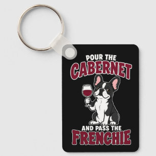 Chaveiro Cachorro Bulldog Francês Engraçado Amante de Vinho