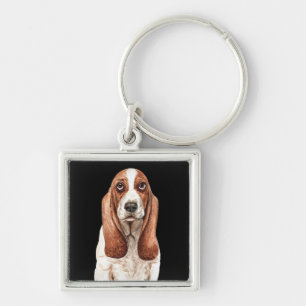 Chaveiro Cachorro Cachorrinho Aquarela Basset Hound