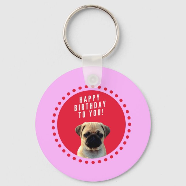 Chaveiro Cachorro Cachorro Cachorro Feliz Aniversário Verme (Frente)