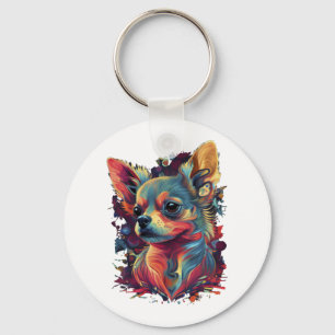 Chaveiro Cachorro Cachorro de Pintura do Abstrato Chihuahua