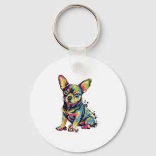 Chaveiro Cachorro Cachorro de Pintura do Abstrato Chihuahua
