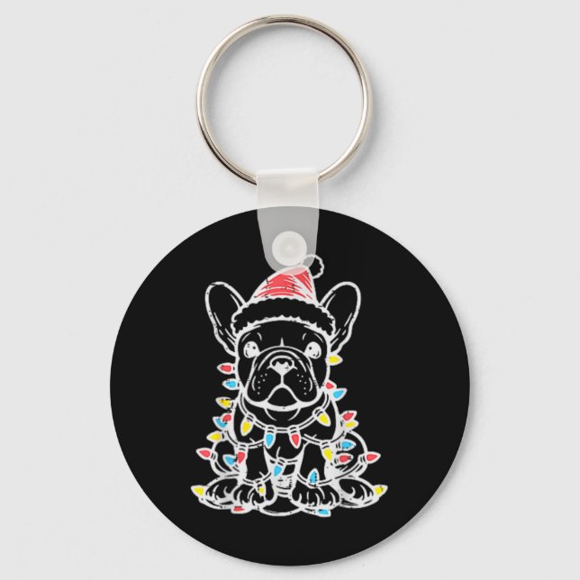 Chaveiro Cachorro Cachorro Francês Buldogue Xmas Frenchie M (Frente)