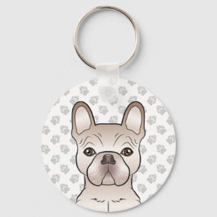 Chaveiro Cachorro-Cachorro Francês Creme Cabeça e Cinzas