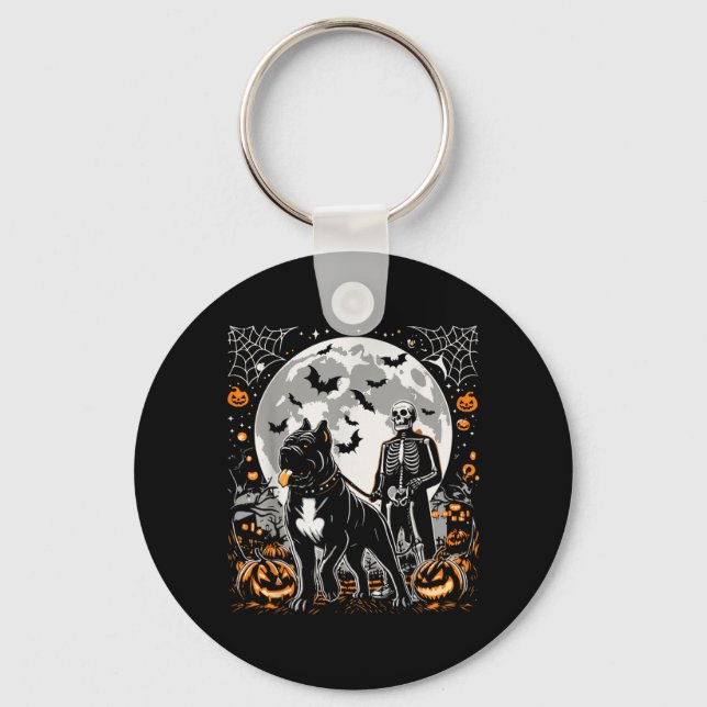 Chaveiro Cachorro Cane Corso Esqueleto Andando no Halloween (Frente)