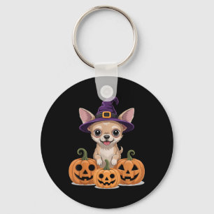 Chaveiro Cachorro Chihuahua Loiro Fofo Chapéu de Bruxa Hall