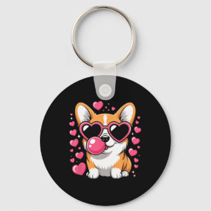 Chaveiro Cachorro Corgi Fofo Corações Óculos de Sol Dia dos