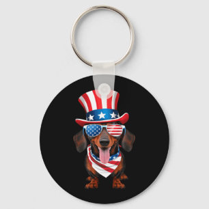 Chaveiro Cachorro Dachshund Bandeira Americana Óculos Chapé