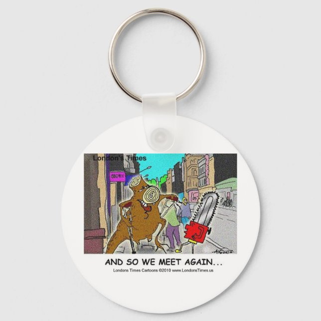 Chaveiro Cachorro De Árvore Vs Chainsaw Engraçados Cartões  (Frente)