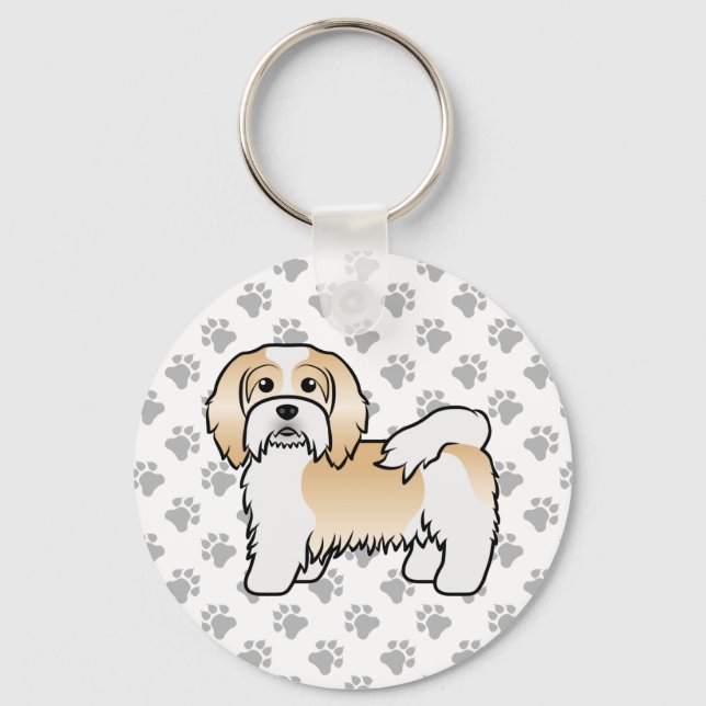 Chaveiro Cachorro De Cartoon Cento E Branco Havanês (Frente)