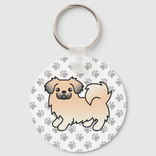 Chaveiro Cachorro de Cartoon de Cream Sable Tibetan Spaniel