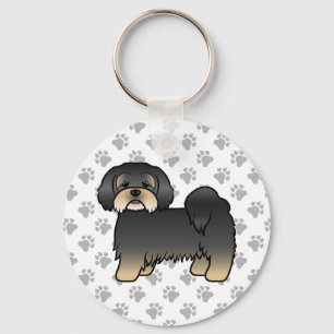 Chaveiro Cachorro De Cartoon Negro E Tan Lhasa Apso