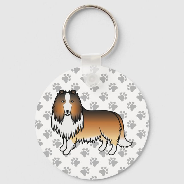 Chaveiro Cachorro de Cartoons de Collie Cute Sable Rough (Frente)