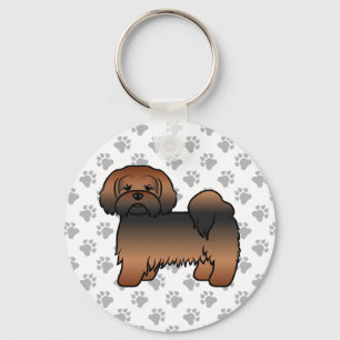Chaveiro Cachorro de Cartoons de Lhasa Apso Vermelho
