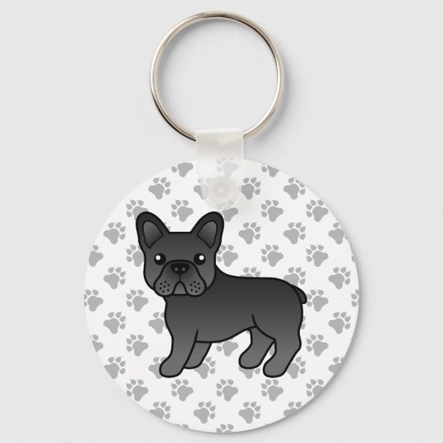 Chaveiro Cachorro de Cartoons Negro-Buldogue (Frente)