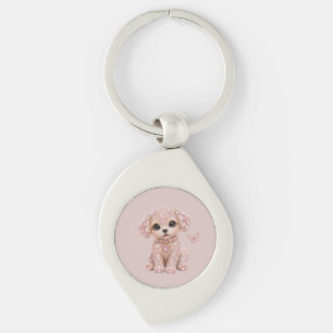 Chaveiro Cachorro de Cristal Rosa Fofo