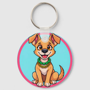 Chaveiro Cachorro de Desenho Animado Adorável Sorriso Alegr