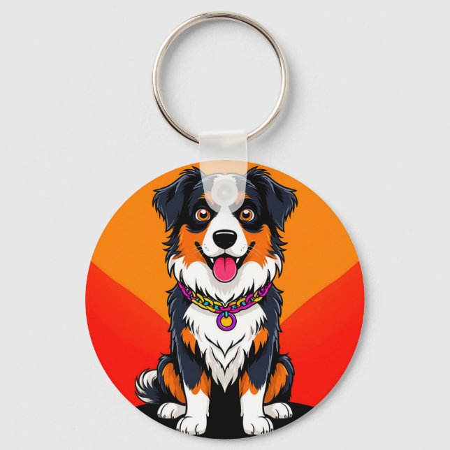 Chaveiro 🐶 Cachorro de Desenho Animado Alegre para Carrega (Frente)