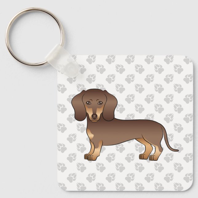 Chaveiro Cachorro De Desenho Animado Dachshund De Pelo Curt (Frente)