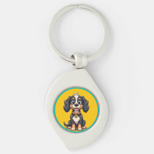 Chaveiro Cachorro de Desenho Animado Feliz em uma Moldura C