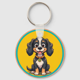 Chaveiro Cachorro de Desenho Animado Feliz em uma Moldura C