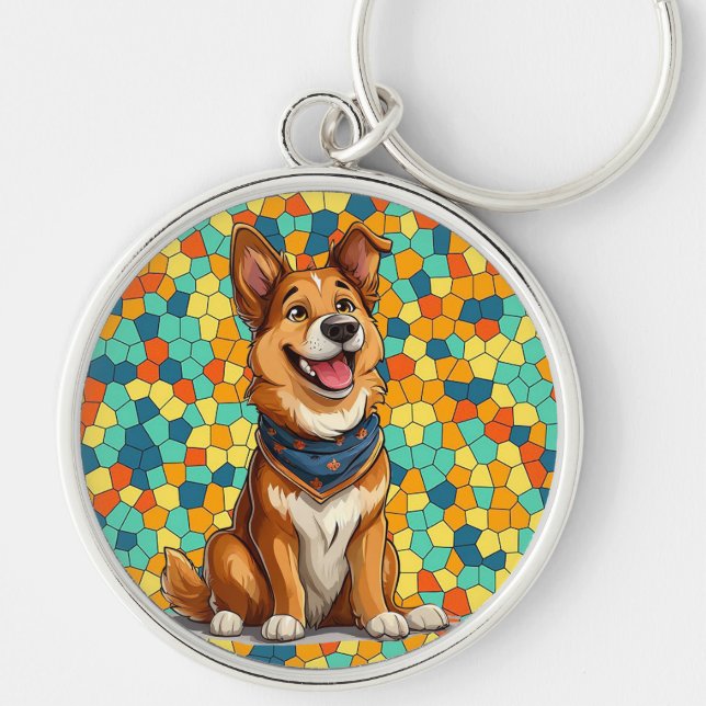 Chaveiro 🐶 Cachorro de Desenho Animado Feliz Presente para (Frente)