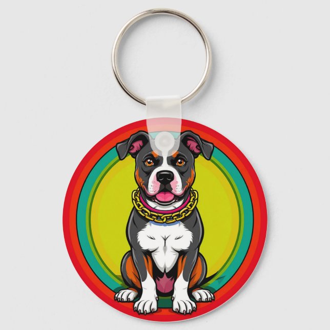 Chaveiro Cachorro de Desenho Animado Fofo com Coleira (Frente)
