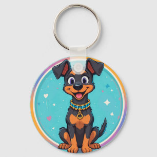 Chaveiro Cachorro de Desenho Animado Fofo Com Coleira