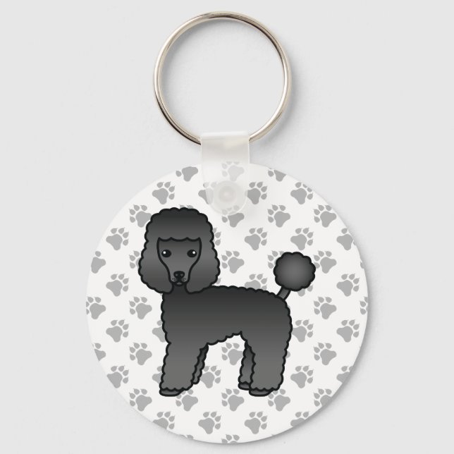 Chaveiro Cachorro de desenho animado fofo Poodle Toy preto (Frente)