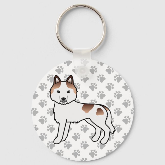 Chaveiro Cachorro de desenho animado Husky Siberiano Piebal (Frente)