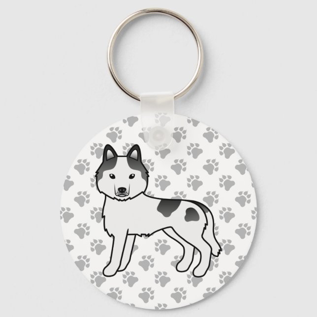 Chaveiro Cachorro de desenho animado Husky Siberiano Piebal (Frente)