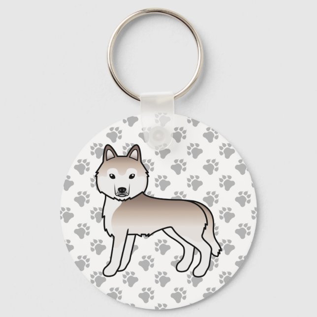 Chaveiro Cachorro de Desenho Animado Husky Siberiano Vermel (Frente)