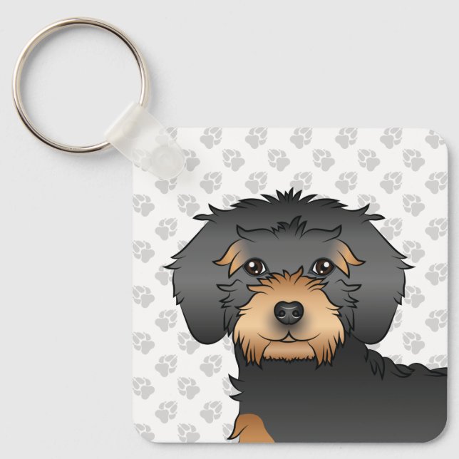 Chaveiro Cachorro De Desenho Animado Mini Goldendoodle Pret (Frente)