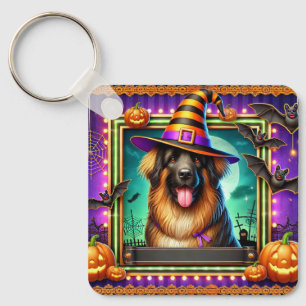Chaveiro Cachorro de Halloween com Chapéu de Bruxa