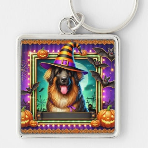 Chaveiro Cachorro de Halloween com Chapéu de Bruxa