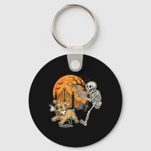 Chaveiro Cachorro de Halloween Esqueleto Engraçado Caçando