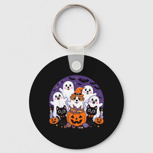 Chaveiro Cachorro de Halloween Fantasma Cachorro de Hallowe (Frente)
