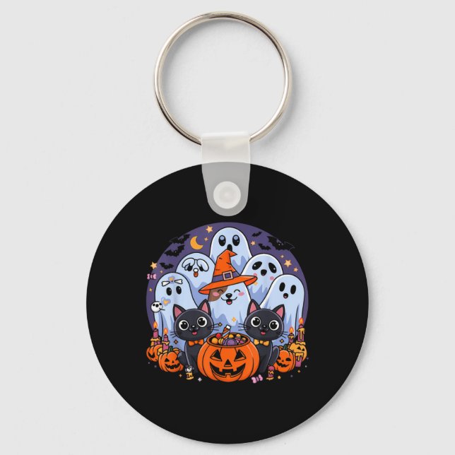 Chaveiro Cachorro de Halloween Fantasma Divertido Cachorro  (Frente)
