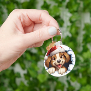 Chaveiro Cachorro de Natal bonito na parede ilustrado