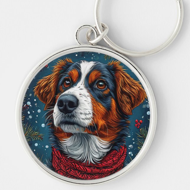 Chaveiro Cachorro de Natal fofo (Frente)