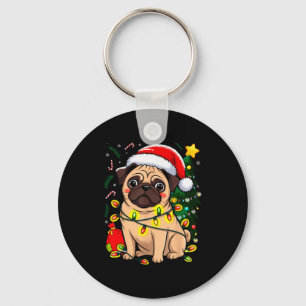 Chaveiro Cachorro de Natal Papai Noel Pug Cachorrinho Natal